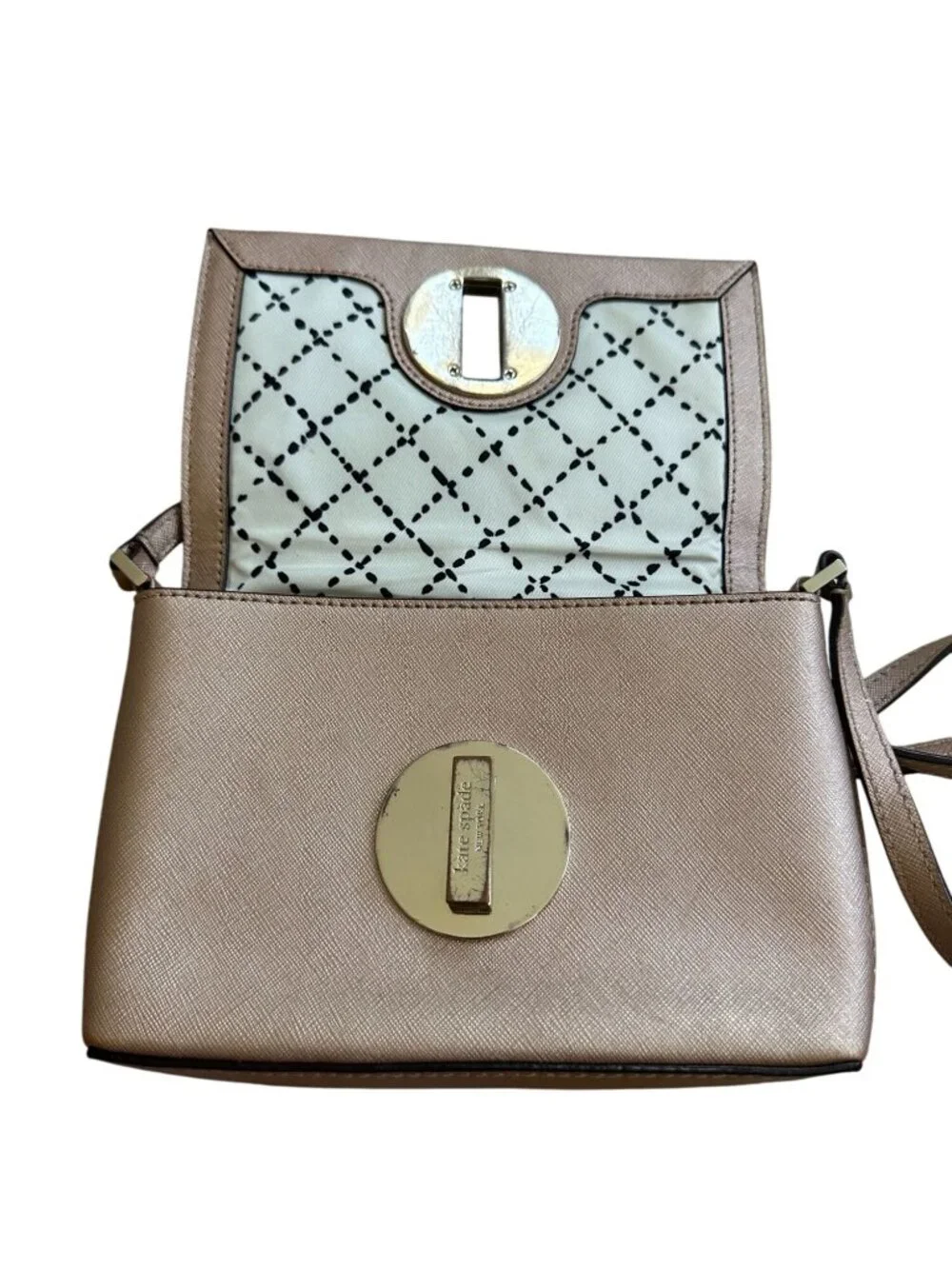 KATE SPADE Rose Gold Saffiano Leather Crossbody Bag